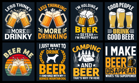 Beer T-Shirt Design Bundle: Graphics and T-Shirt Designs