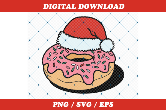 Christmas Donut with Santa Hat Vector