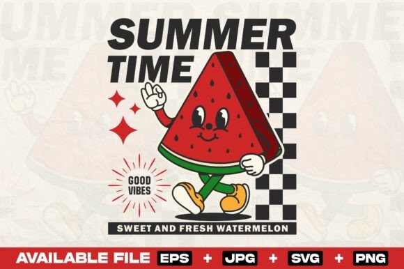 Cute Watermelon Cartoon Character Design Graphics