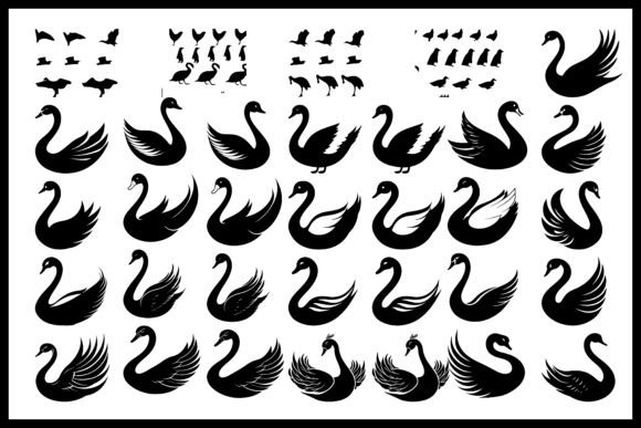Elegant Swan Silhouette Bundle Graphics