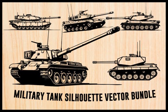 Military Tank Silhouette Vector Set