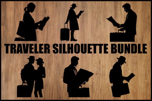 Modern Traveler Silhouette Set for Crafts and Graphics