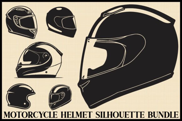 Motorcycle Helmet Silhouette Set