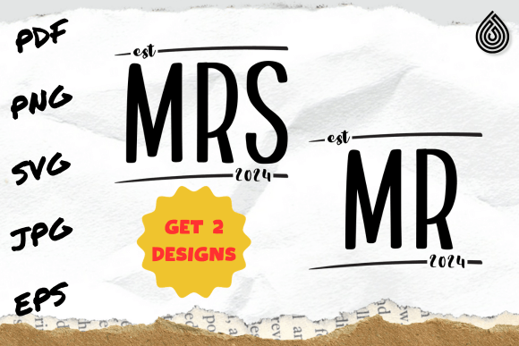 Mr and Mrs 2024 Svg: Graphics for T-Shirt Designs