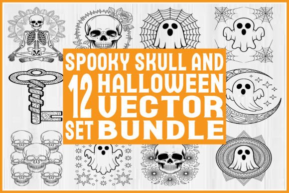 Spooky Skull Halloween Vector Set for Graphics and Crafts